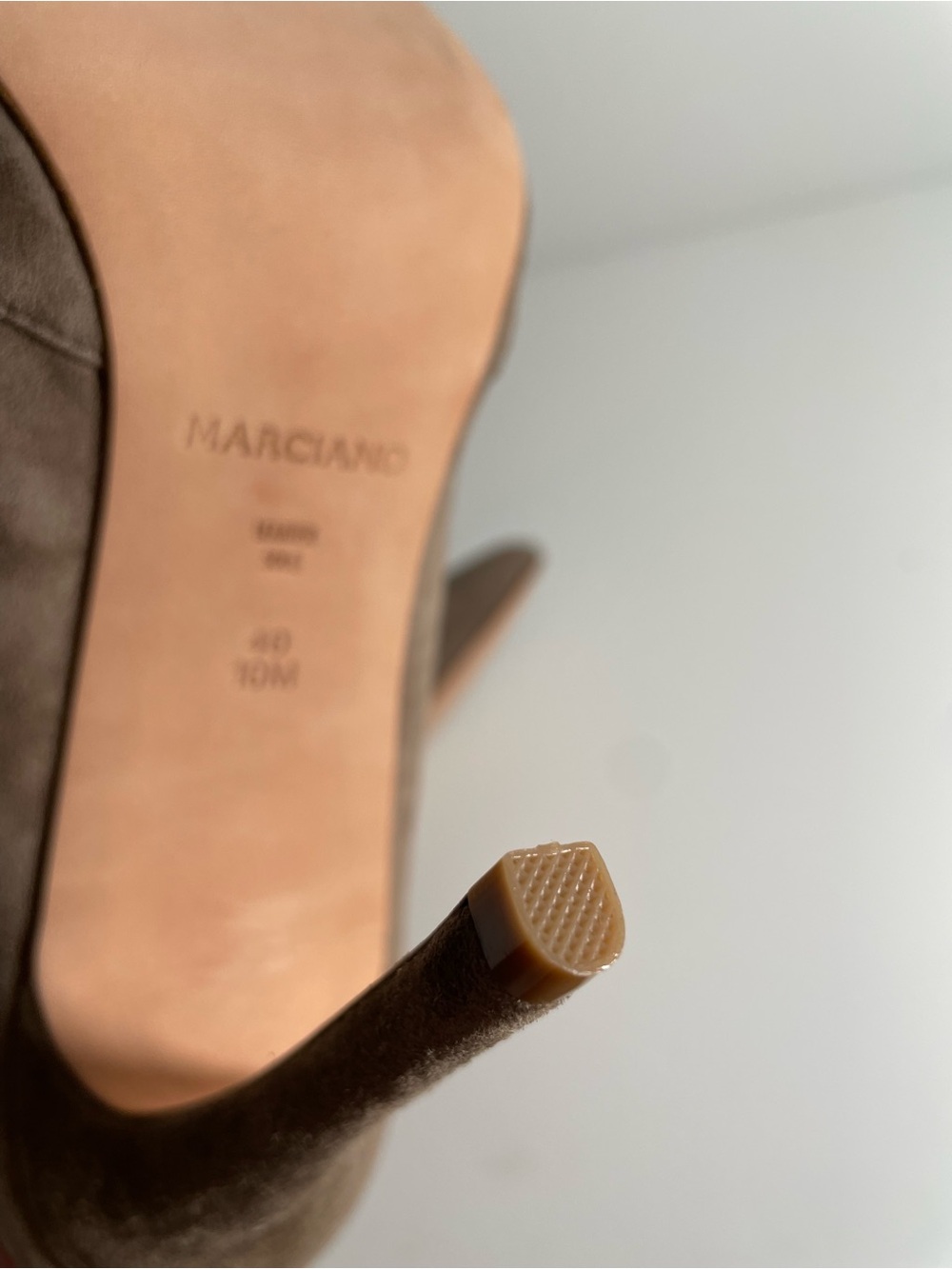 MARCIANO Leather Taupe Suede Pumps - Picture 16 of 16